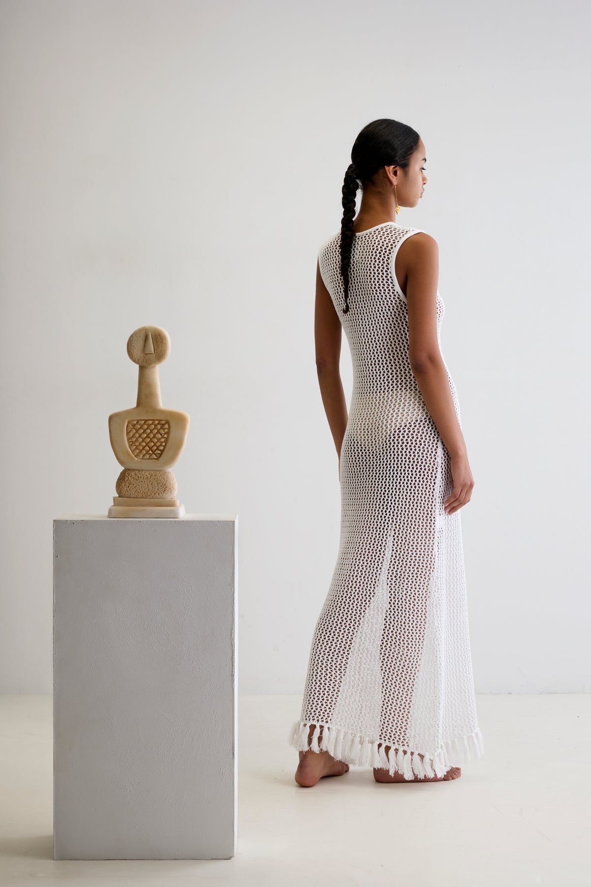 IVI CROCHET LONG DRESS WITH HANDMADE TASSELS