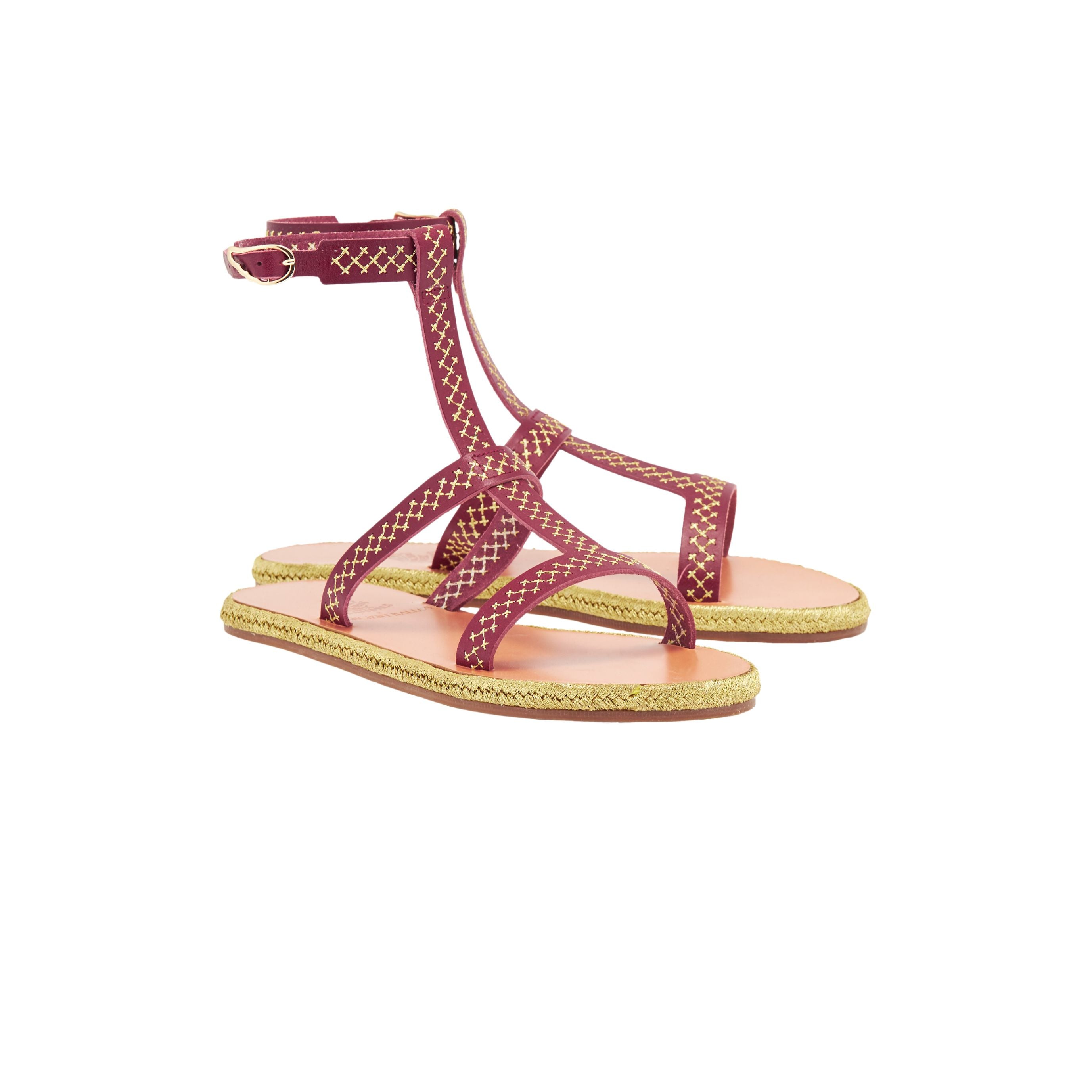 PENELOPE CROSS STITCH LEATHER ESPADRILLE SANDALS
