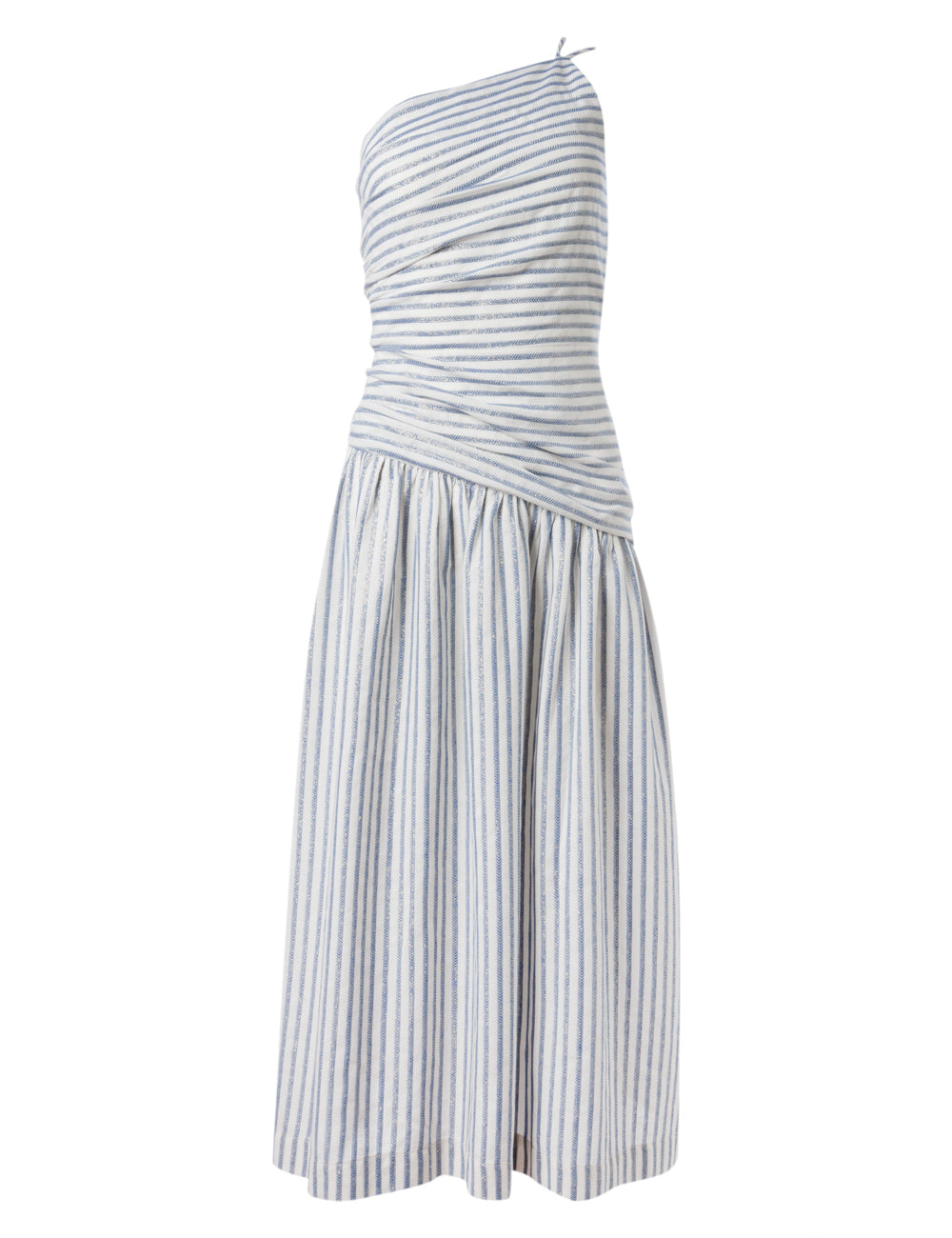 RIVIERA ONE SHOULDER MIDI RUCHED DRESS