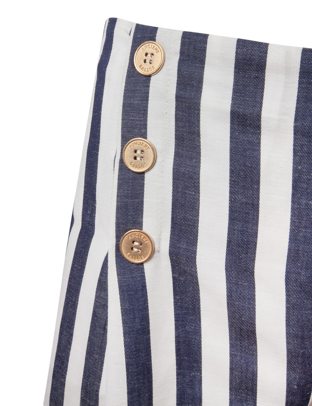 SAILOR HIGH WAISTED COTTON-LINEN STRIPED TROUSERS
