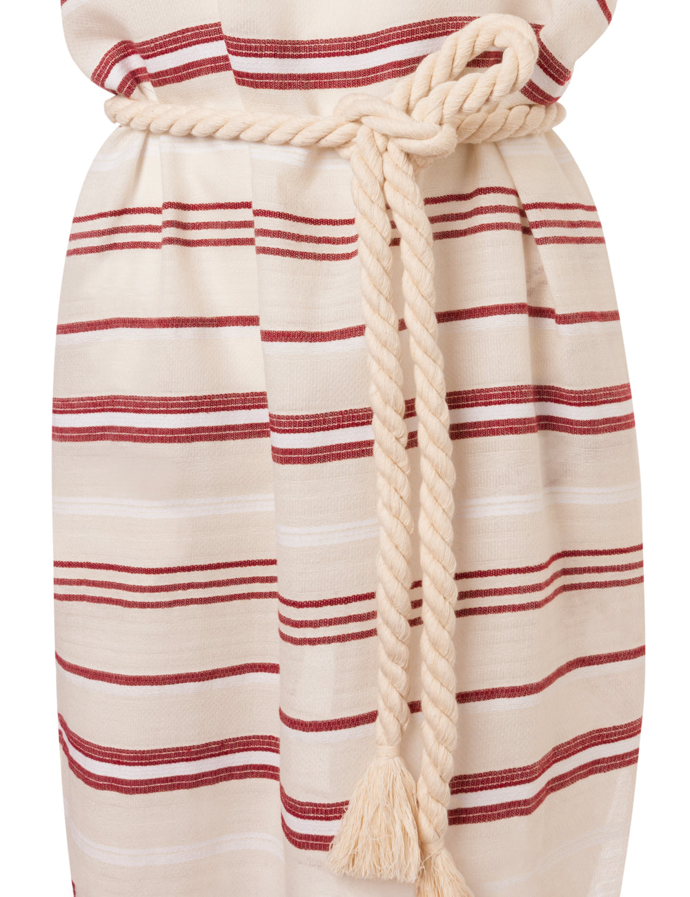POSIDONIA WOVEN STRIPED BELTED MIDI KAFTAN