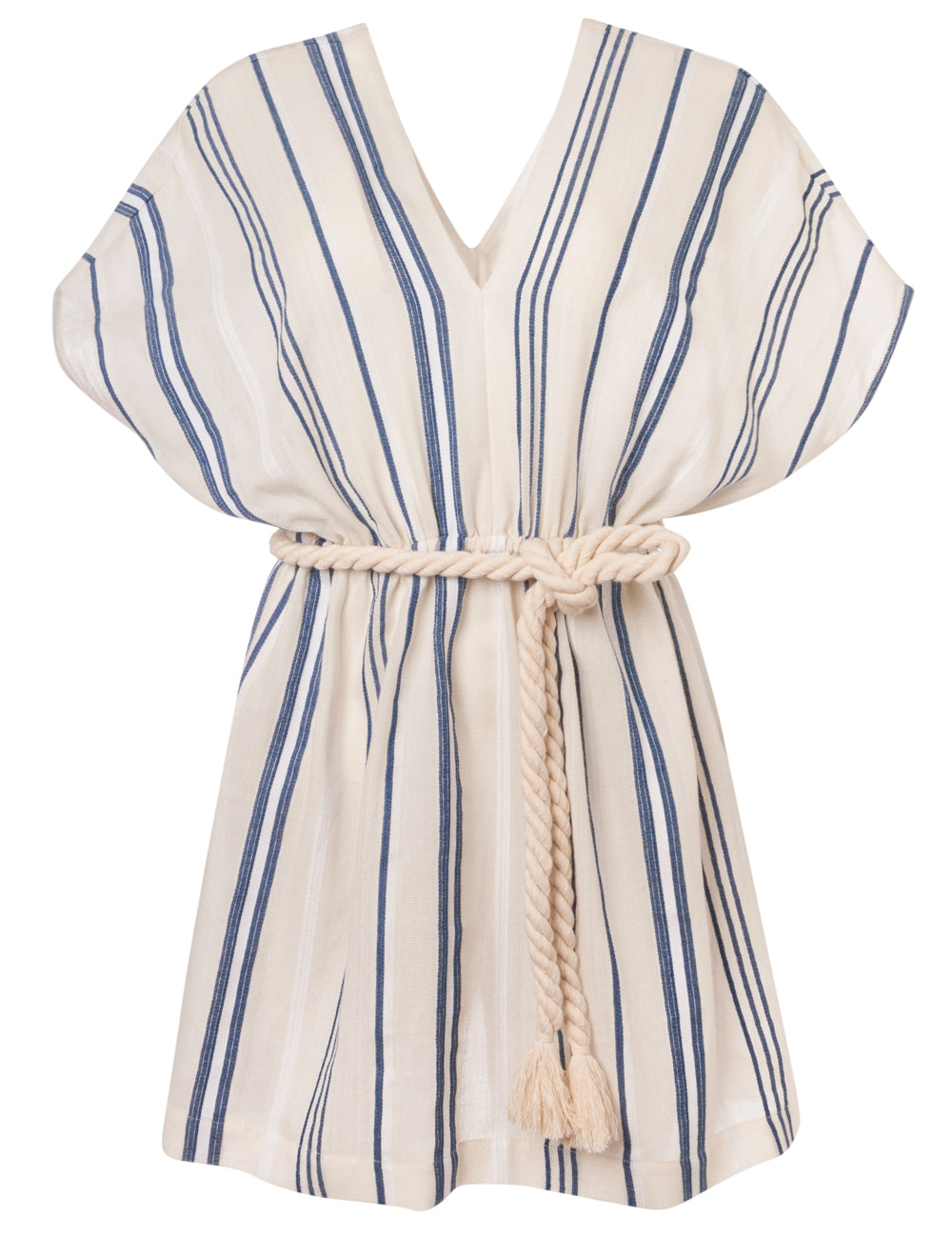 POSIDONIA WOVEN STRIPED BELTED MINI DRESS