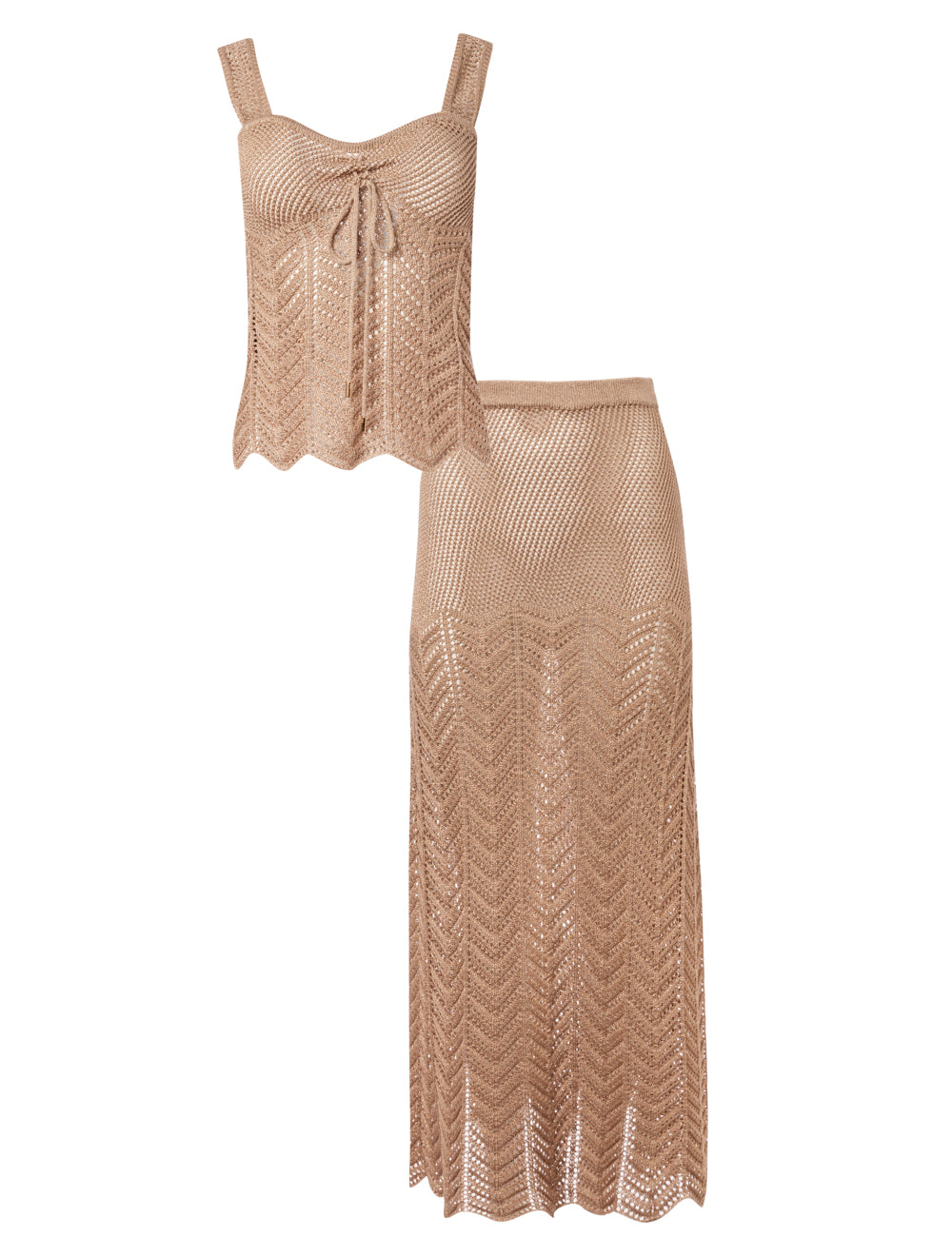 FISHBONE KNITTED SET  OF SKIRT AND TOP