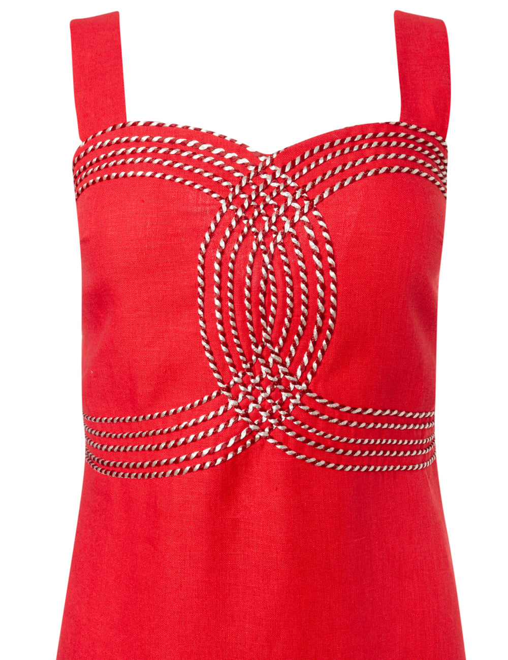 SELINI CORD EMBROIDERED LINEN MIDI DRESS