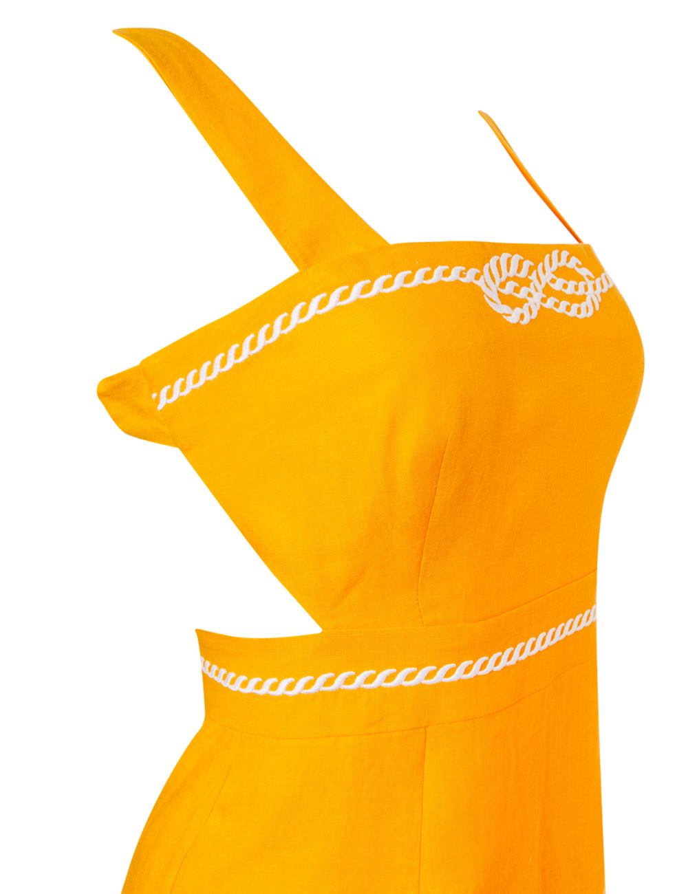DESIS EMBROIDERED LINEN BACKLESS DRESS