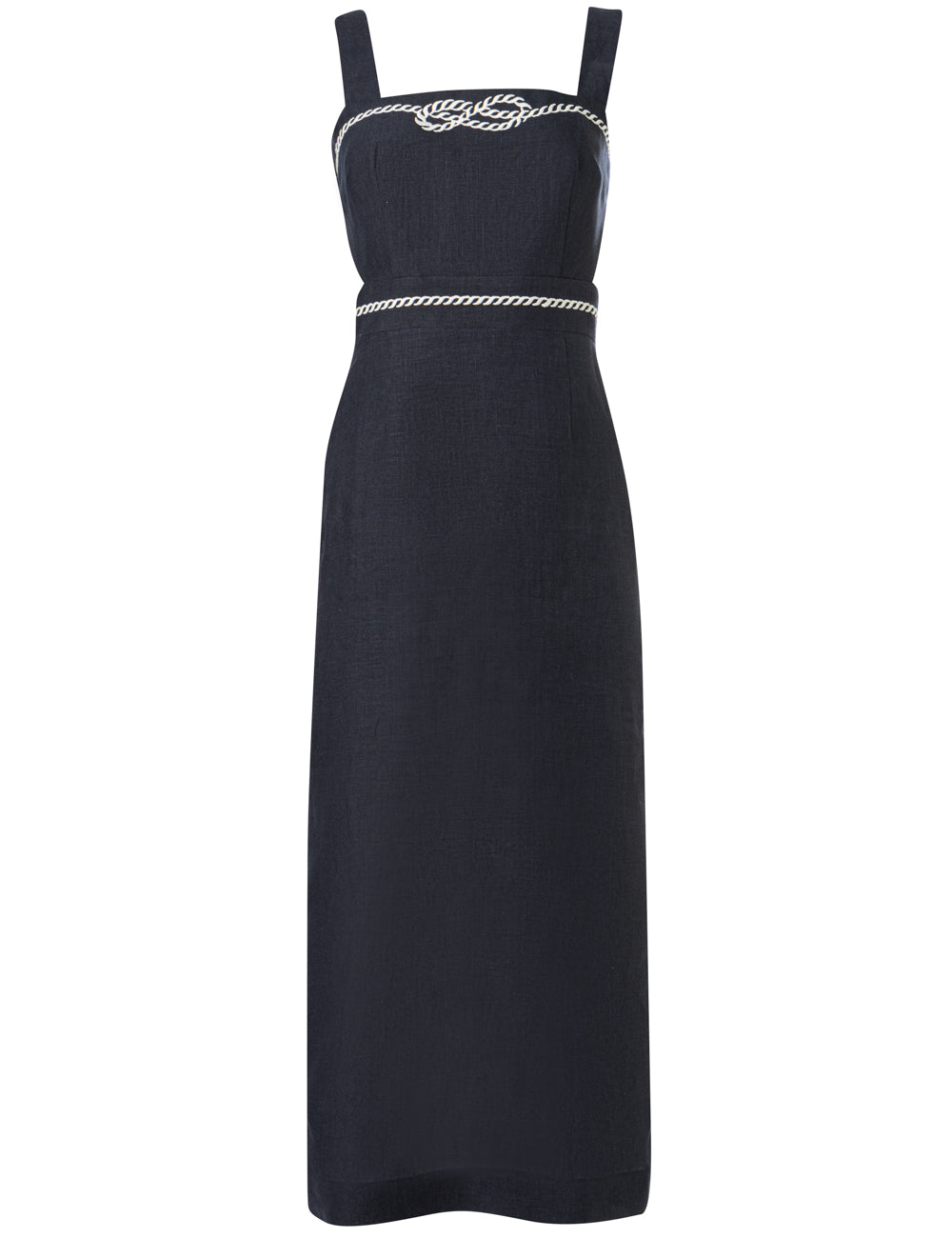 DESIS EMBROIDERED LINEN BACKLESS DRESS