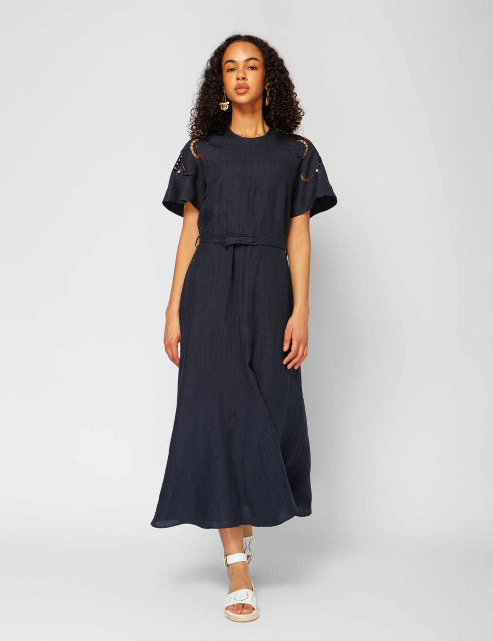 IPHIGENIA CUT EMBROIDERED MIDI DRESS - WEB EXCLUSIVE