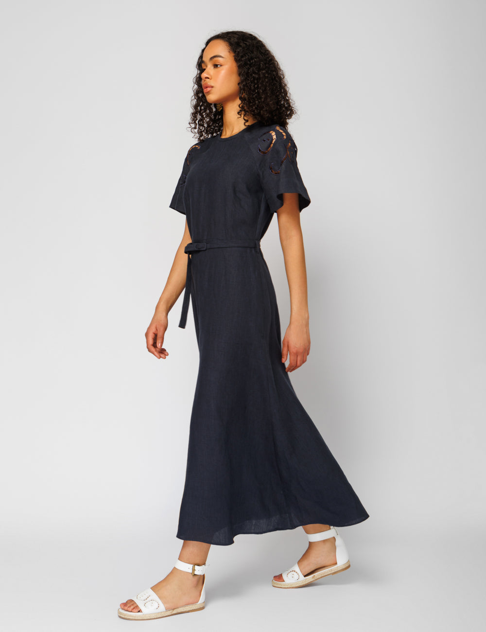 IPHIGENIA CUT EMBROIDERED MIDI DRESS - WEB EXCLUSIVE
