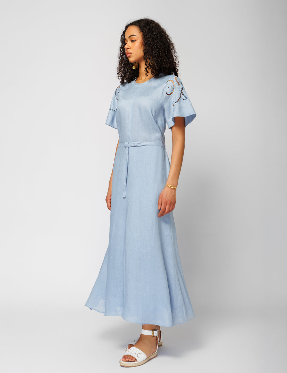 IPHIGENIA CUT EMBROIDERED MIDI DRESS - WEB EXCLUSIVE