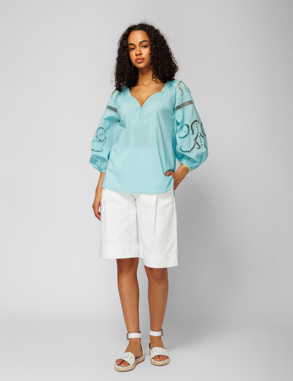 IPHIGENIA CUT EMBROIDERED  BLOUSE - WEB EXCLUSIVE