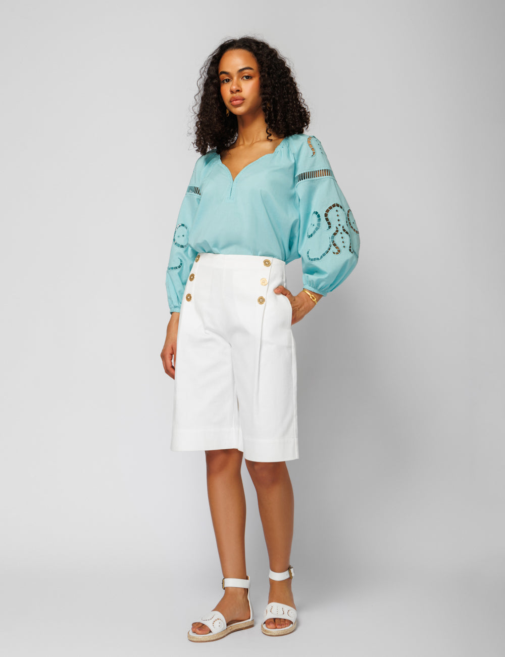 IPHIGENIA CUT EMBROIDERED  BLOUSE - WEB EXCLUSIVE