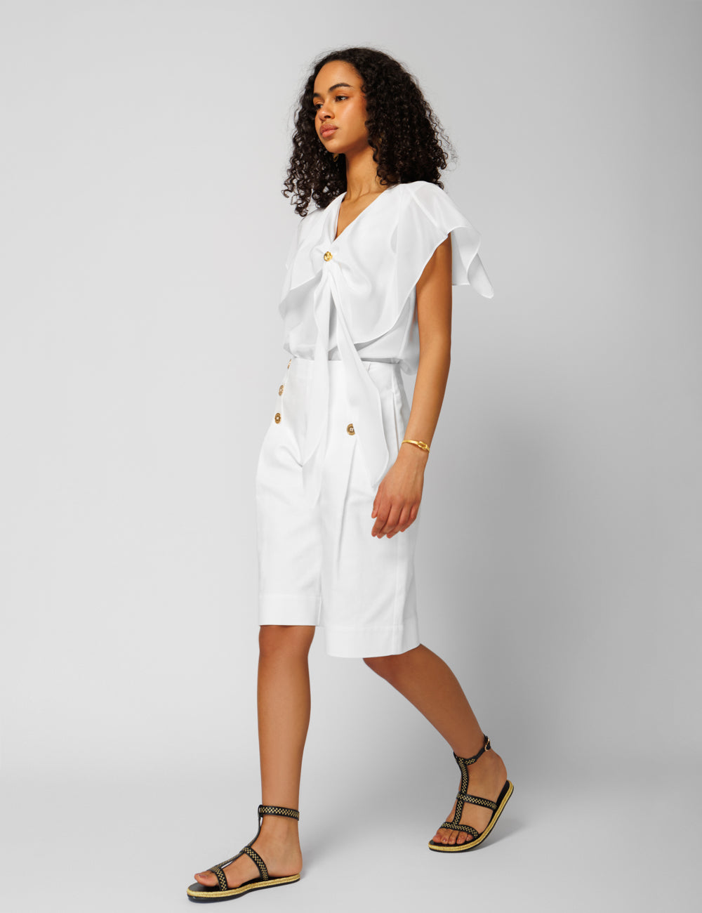 ALKIONI SILK SAILOR KNOT ANCHOR EMBELISHED TOP