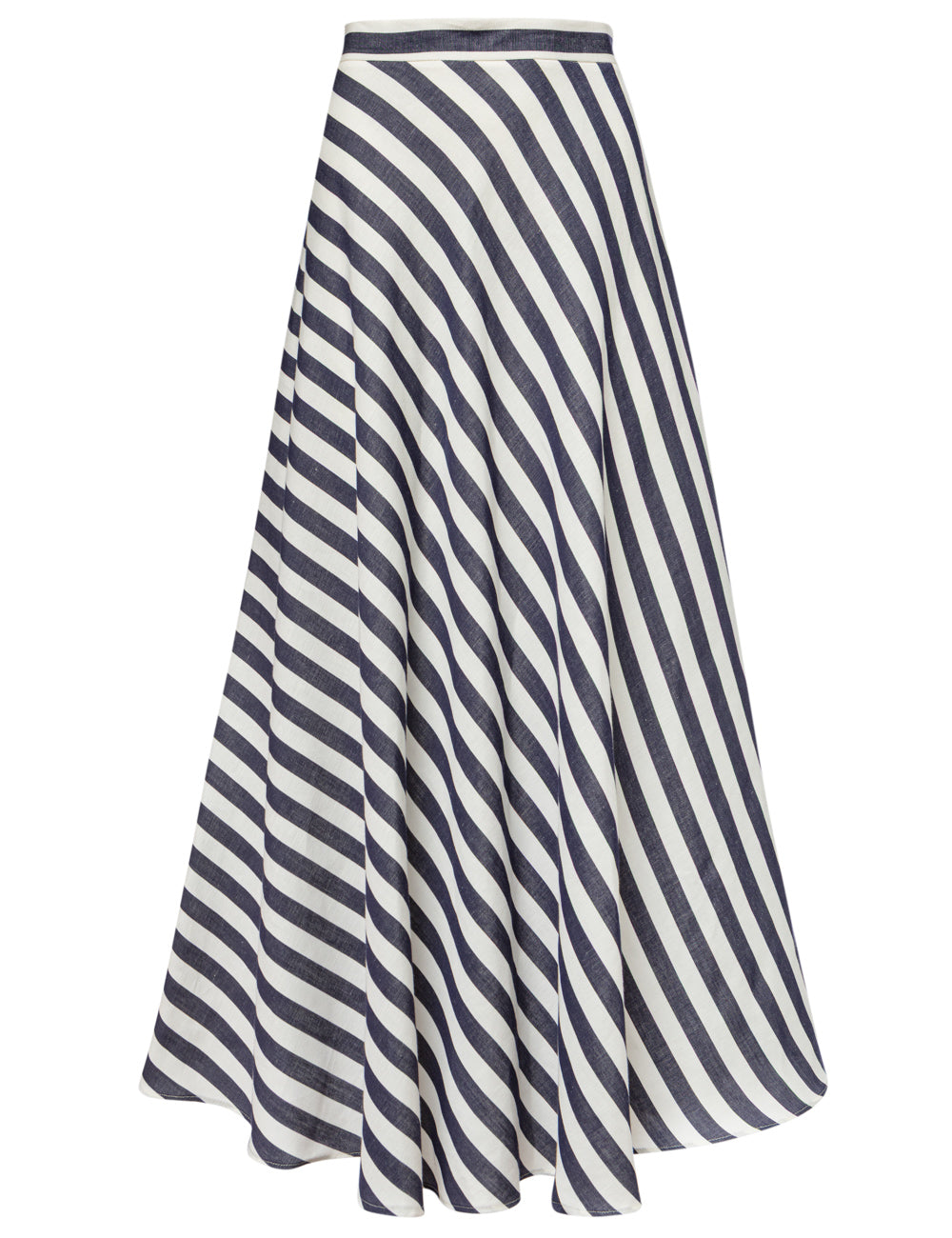 AEGEAN STRIPED LINEN-COTTON MAXI SKIRT