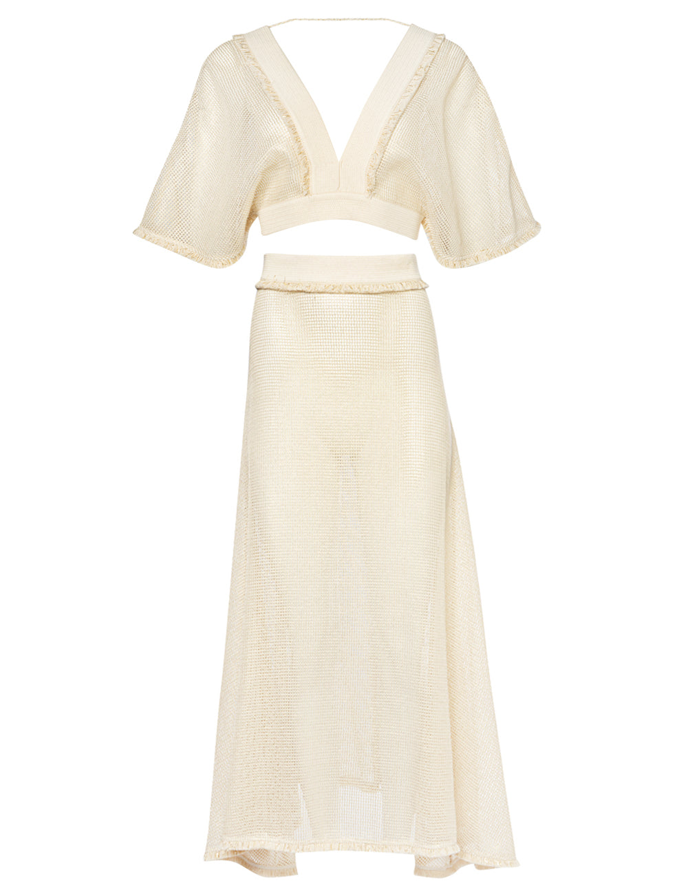 CHRISONISOS NET SET OF SKIRT AND TOP WITH FRINGE DETAILS