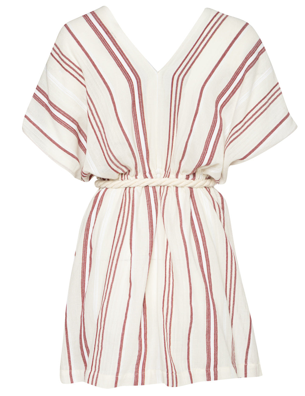 POSIDONIA WOVEN STRIPED BELTED MINI DRESS