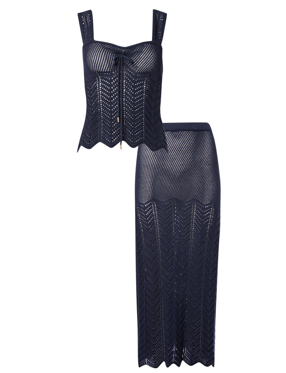 FISHBONE KNITTED SET  OF SKIRT AND TOP