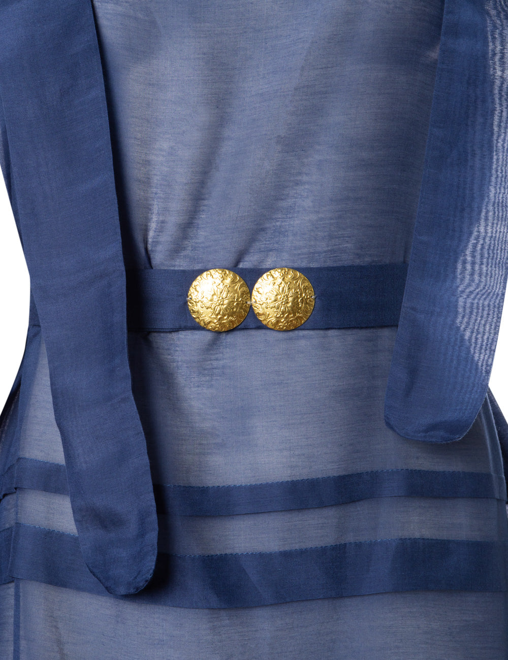 MYKONOS MINI STRAP DRESS WITH GOLDEN BUCKLES AND HANDMADE TASSELS