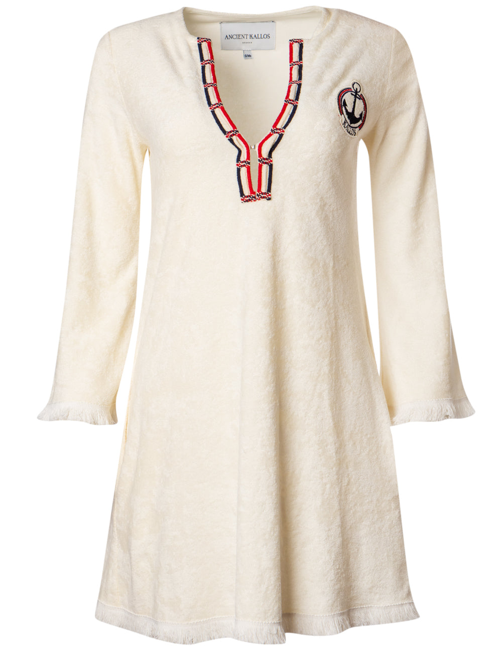 PLOES EMBROIDERED COTTON TERRY TUNIC WITH FRINGE DETAILS
