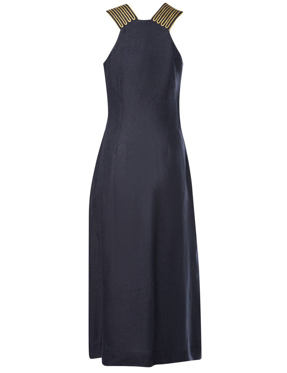 ARIADNI CORD EMBROIDERED LINEN MIDI DRESS - WEB EXCLUSIVE