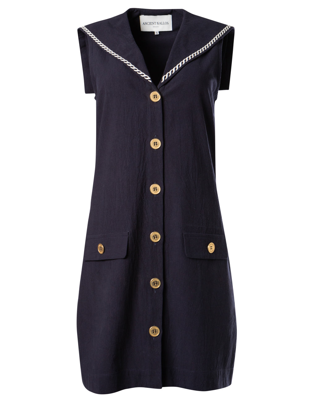 DESIS EMBROIDERED COTTON SAILOR TIE MINI SHIRT DRESS
